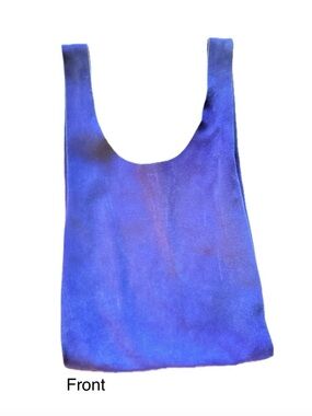 BAGGU Blue Suede Leather Tote Bag